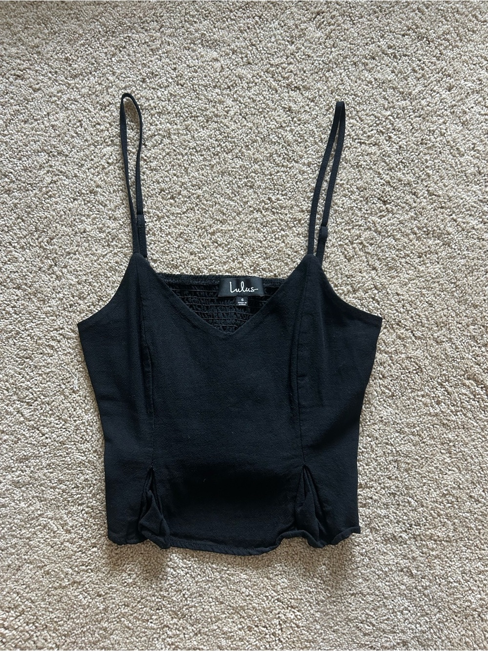 Lulu's Sleek Black V-Neck Spaghetti Strap Cami
